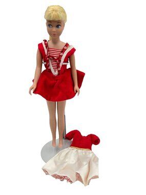 Vintage 1963 Titian Barbie Skipper Doll Blonde With Original Swimsuit Silk Read